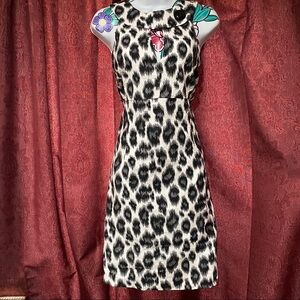 Michael Kors Grey Black Cheetah Keyhole Dress